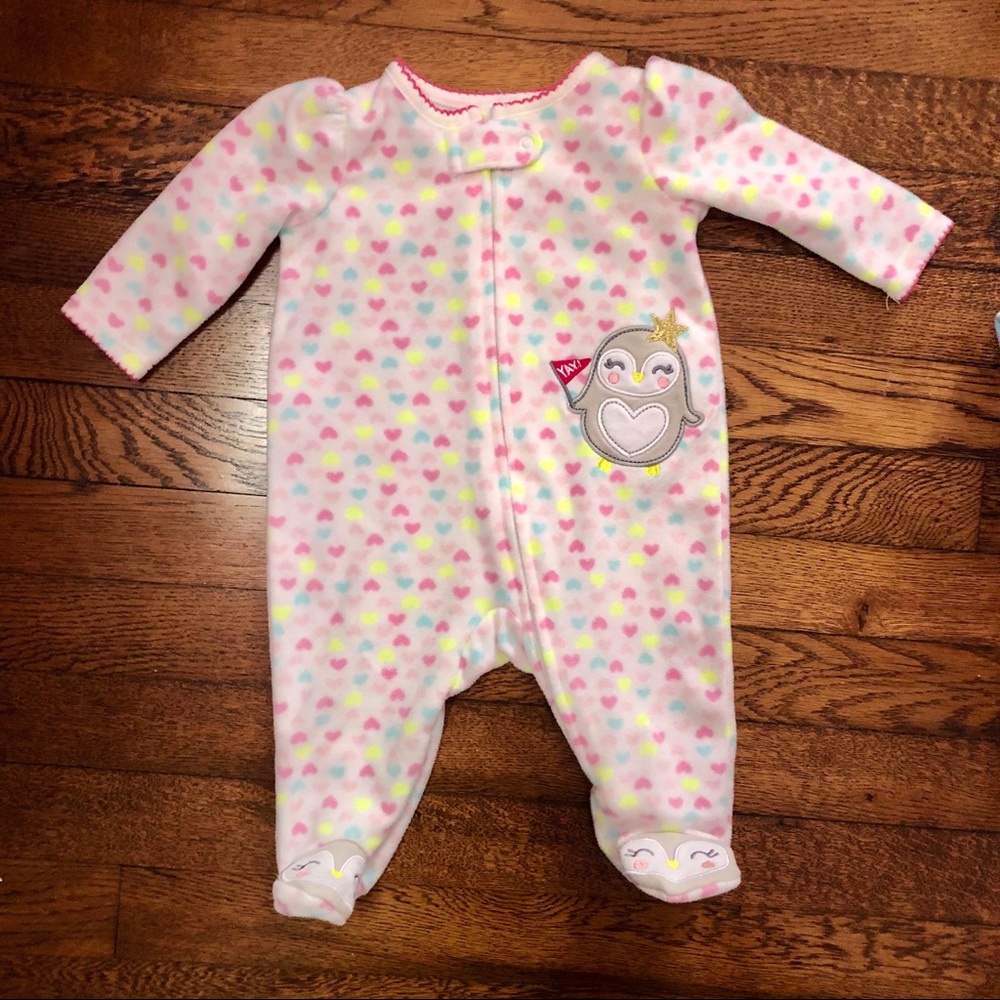 Penguin Foot Micro Fleece Onesie for baby girl